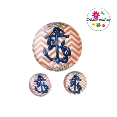 Lot cabochon ancre 25mm et 2 cabochons 12mm