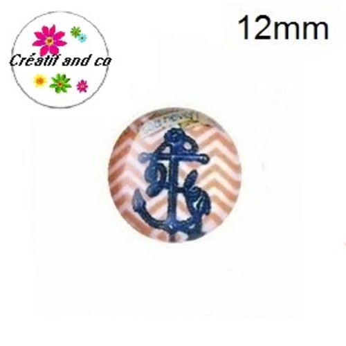 X2 cabochons ancre 12mm