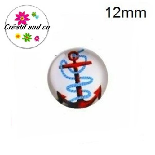 X2 cabochons ancre 12mm