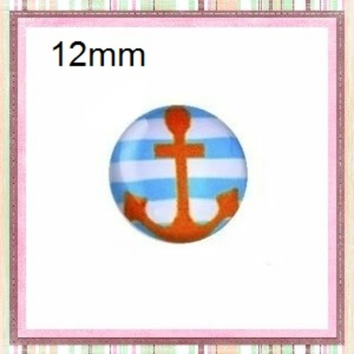 X2 cabochons ancre 12mm