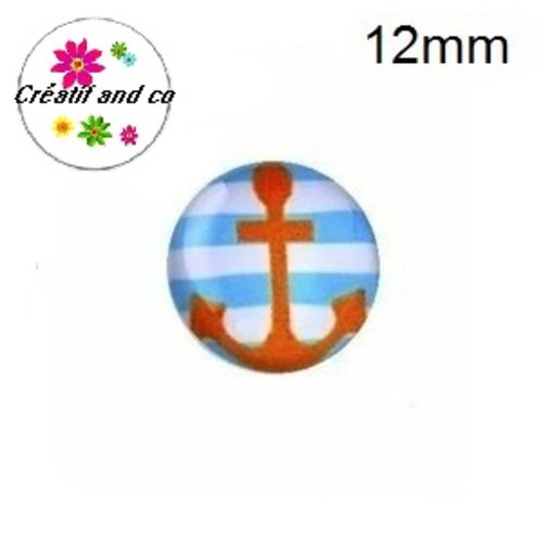 X2 cabochons ancre 12mm