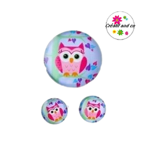 Lot cabochon hibou 25mm et 2 cabochons 12mm