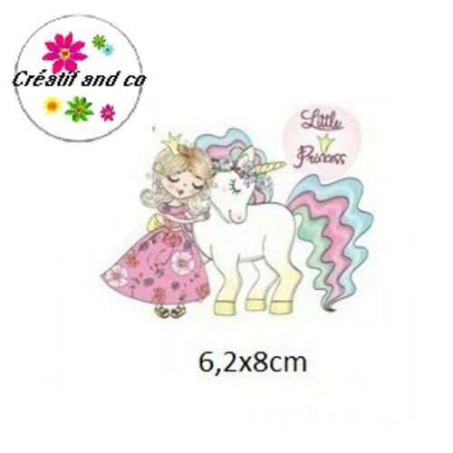 Transfert thermocollant licorne et sa princesse pour tissu