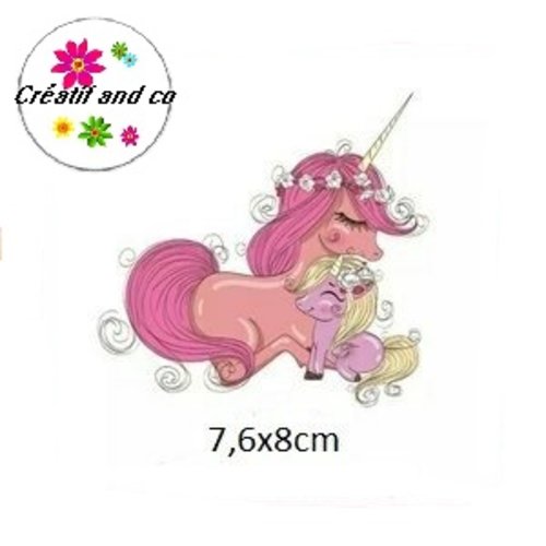 Transfert thermocollant licorne et son bébé licorne pour tissu