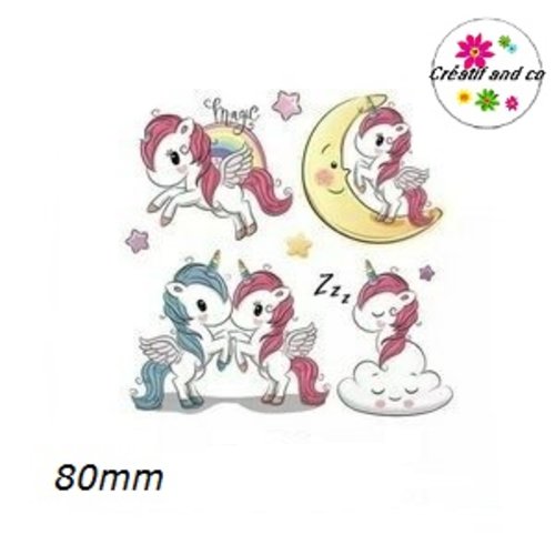 Lot de 4 transferts thermocollants licorne pour tissu