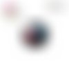 X2 cabochons fleur rose/bleu fond noir 12mm