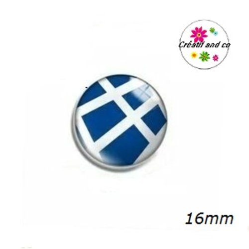 X2 cabochons bleu et blanc 16mm