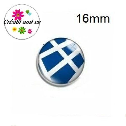 X2 cabochons bleu et blanc 16mm