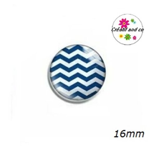 X2 cabochons bleu et blanc 16mm