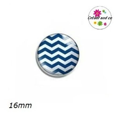 X2 cabochons bleus et blancs 16mm