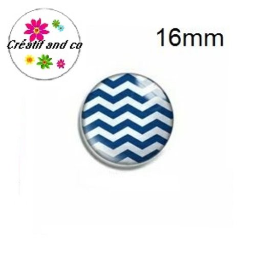 X2 cabochons bleu et blanc 16mm