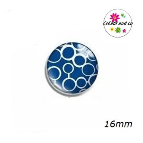 X2 cabochons bleu et blanc 16mm