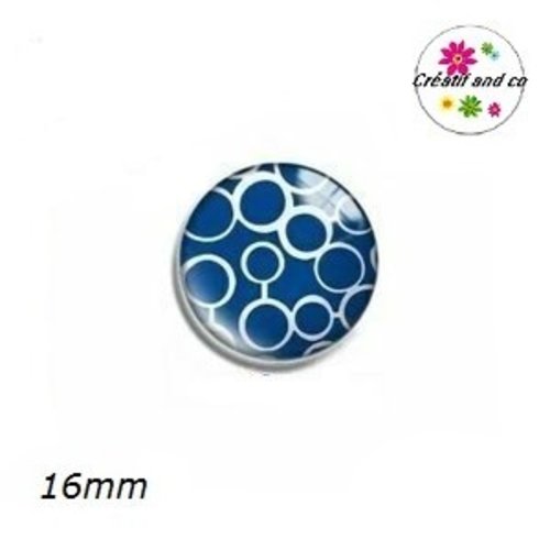 X2 cabochons bleus et blancs 16mm