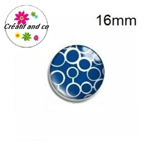 X2 cabochons bleu et blanc 16mm