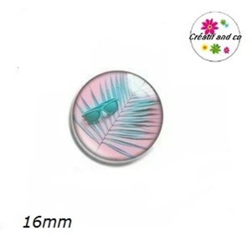 X2 cabochons feuille et lunette 16mm
