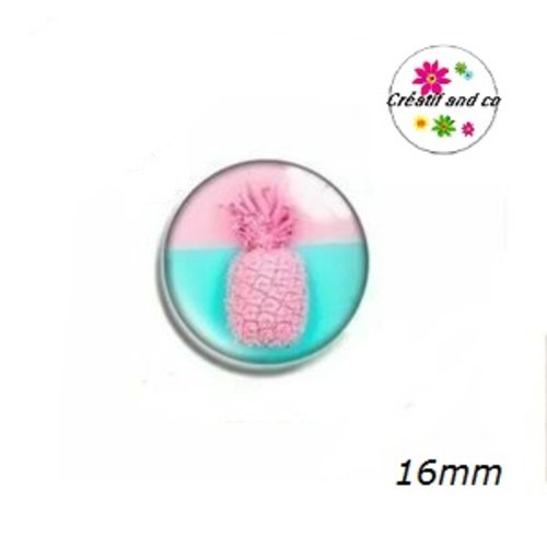 X2 cabochons ananas rose 16mm