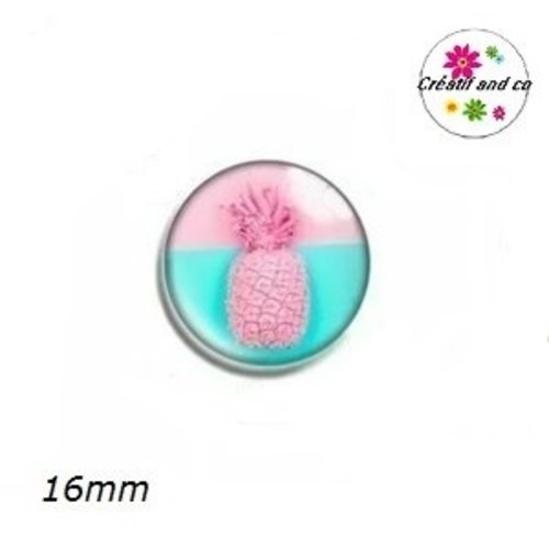 X2 cabochons ananas rose 16mm