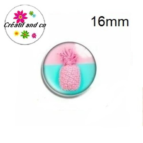 X2 cabochons ananas rose 16mm
