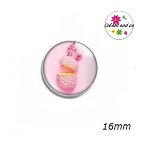X2 cabochons ananas rose et jaune 16mm