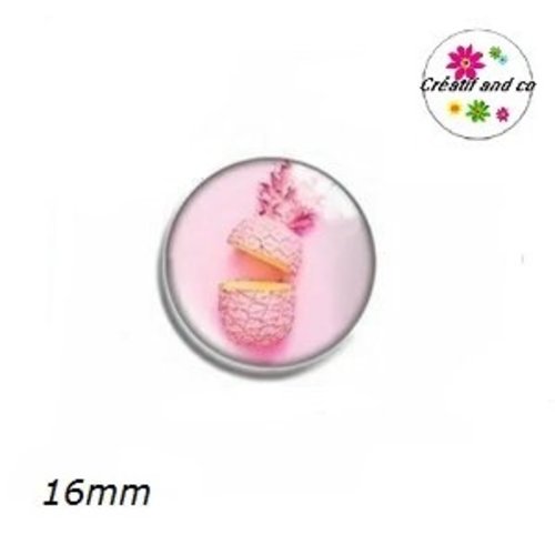 X2 cabochons ananas rose et jaune 16mm