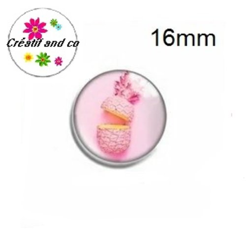 X2 cabochons ananas rose et jaune 16mm