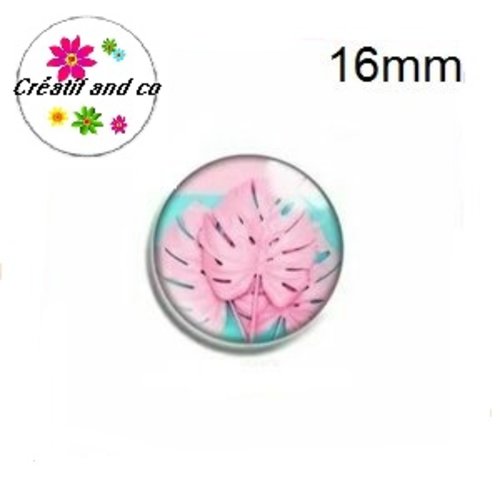 X2 cabochons feuille rose 16mm