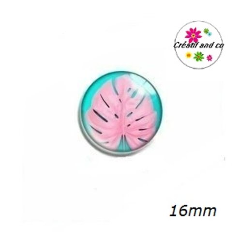 X2 cabochons feuille rose 16mm