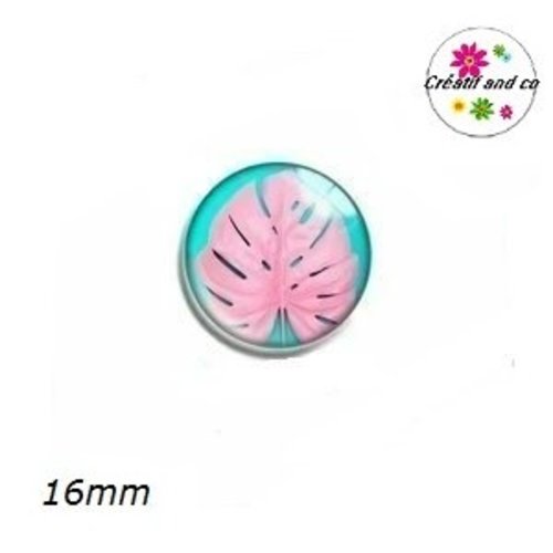 X2 cabochons feuille rose 16mm