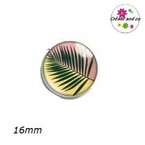 X2 cabochons feuille verte 16mm