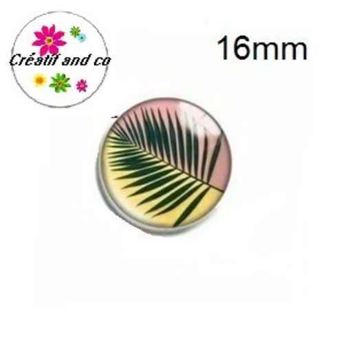 X2 cabochons feuille verte 16mm