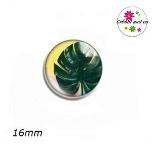 X2 cabochons feuille verte 16mm