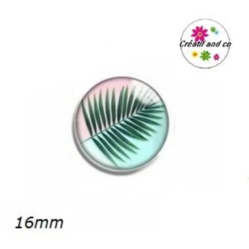 X2 cabochons feuille verte 16mm