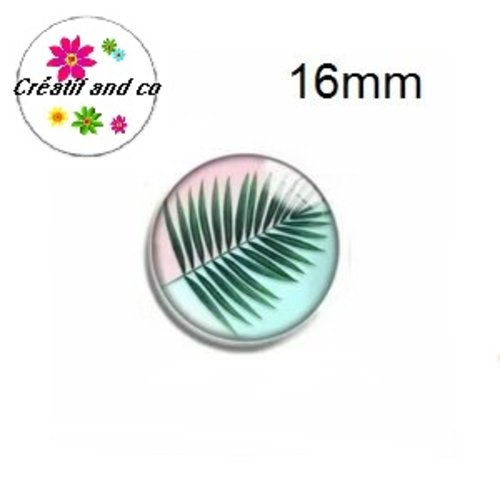 X2 cabochons feuille verte 16mm
