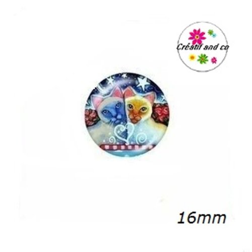 X2 cabochons duo de chats amoureux 16mm