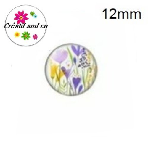 X 2 cabochons fleurs 12mm
