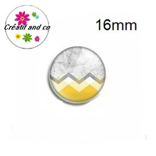 X2 cabochons jaune, blanc et gris 16mm