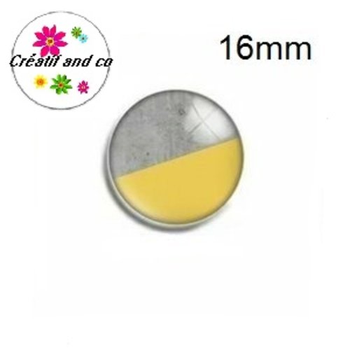 X2 cabochons jaune et gris 16mm