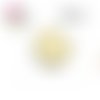 X2 cabochons rayés jaunes fond blanc 16mm