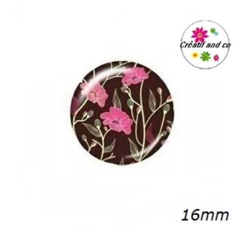 X2 cabochons fleuris 16mm