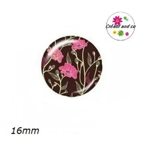 X2 cabochons fleuris 16mm