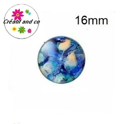 X2 cabochons fleur colorée 16mm
