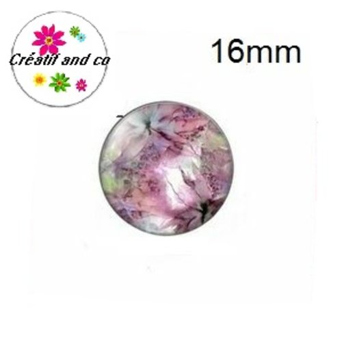 X2 cabochons fleur colorée 16mm