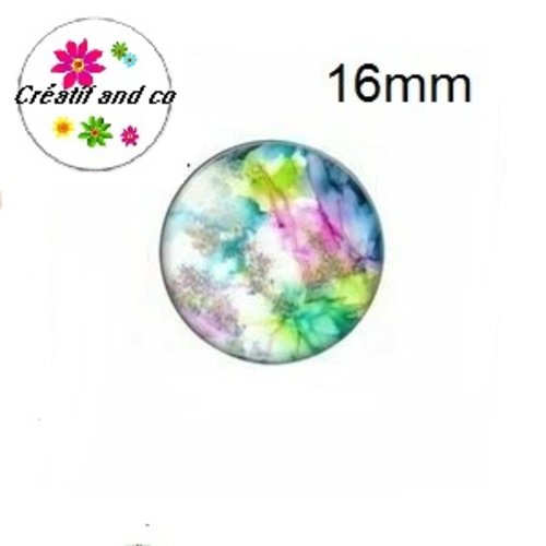 X2 cabochons fleur colorée 16mm