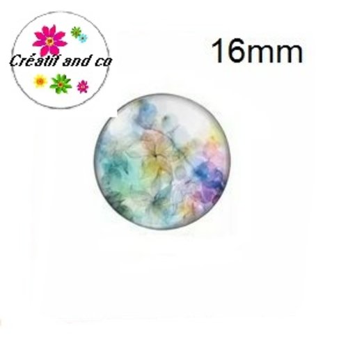 X2 cabochons fleur colorée 16mm