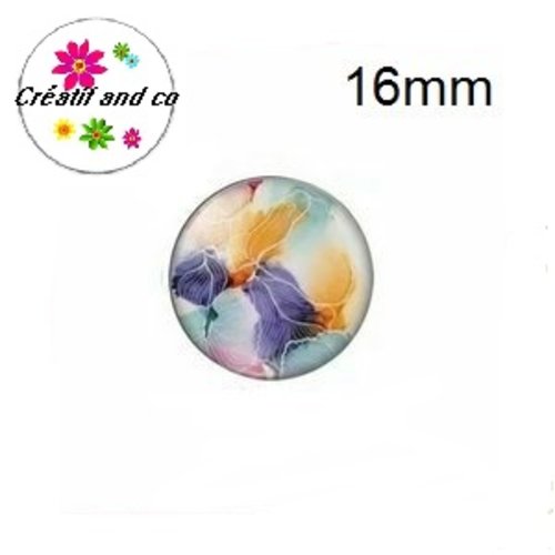 X2 cabochons fleur colorée 16mm