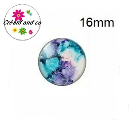 X2 cabochons fleur colorée 16mm
