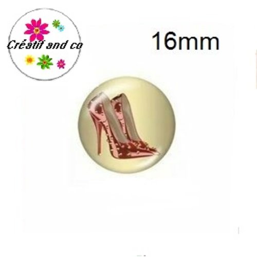 X2 cabochons escarpin rouge clouté 16mm