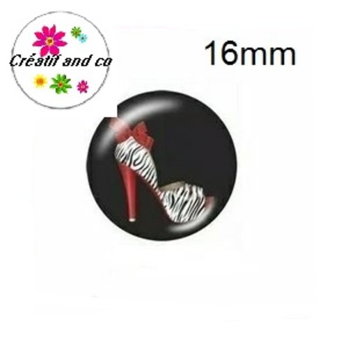 X2 cabochons escarpin zébré 16mm