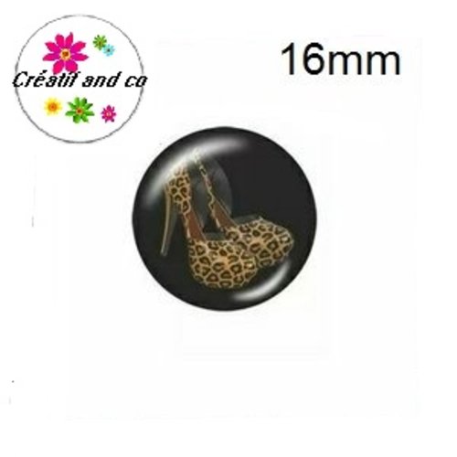 X2 cabochons escarpin léopard 16mm