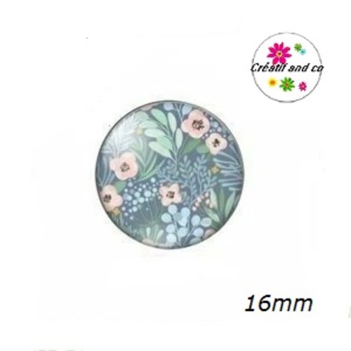 X2 cabochons fleuris 16mm